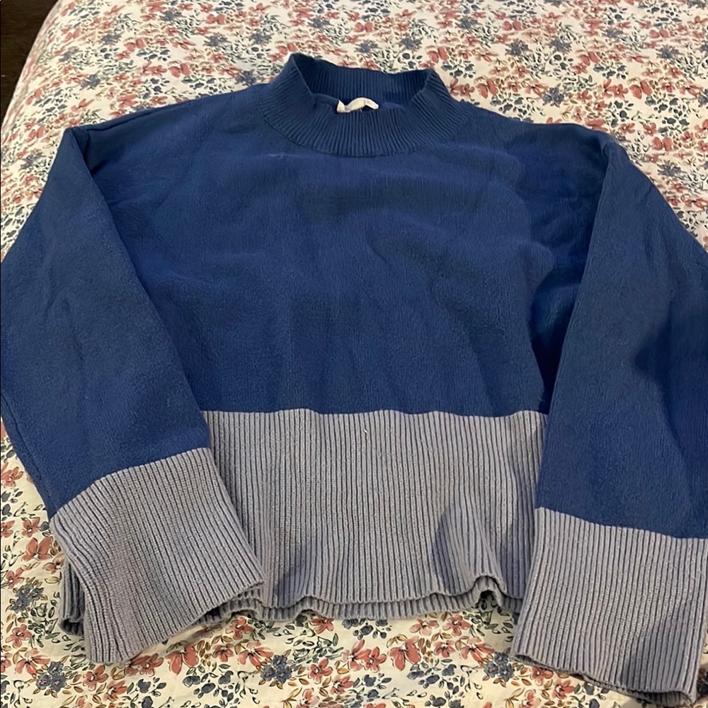Roolee Blue and Gray Cowlneck Sweater
